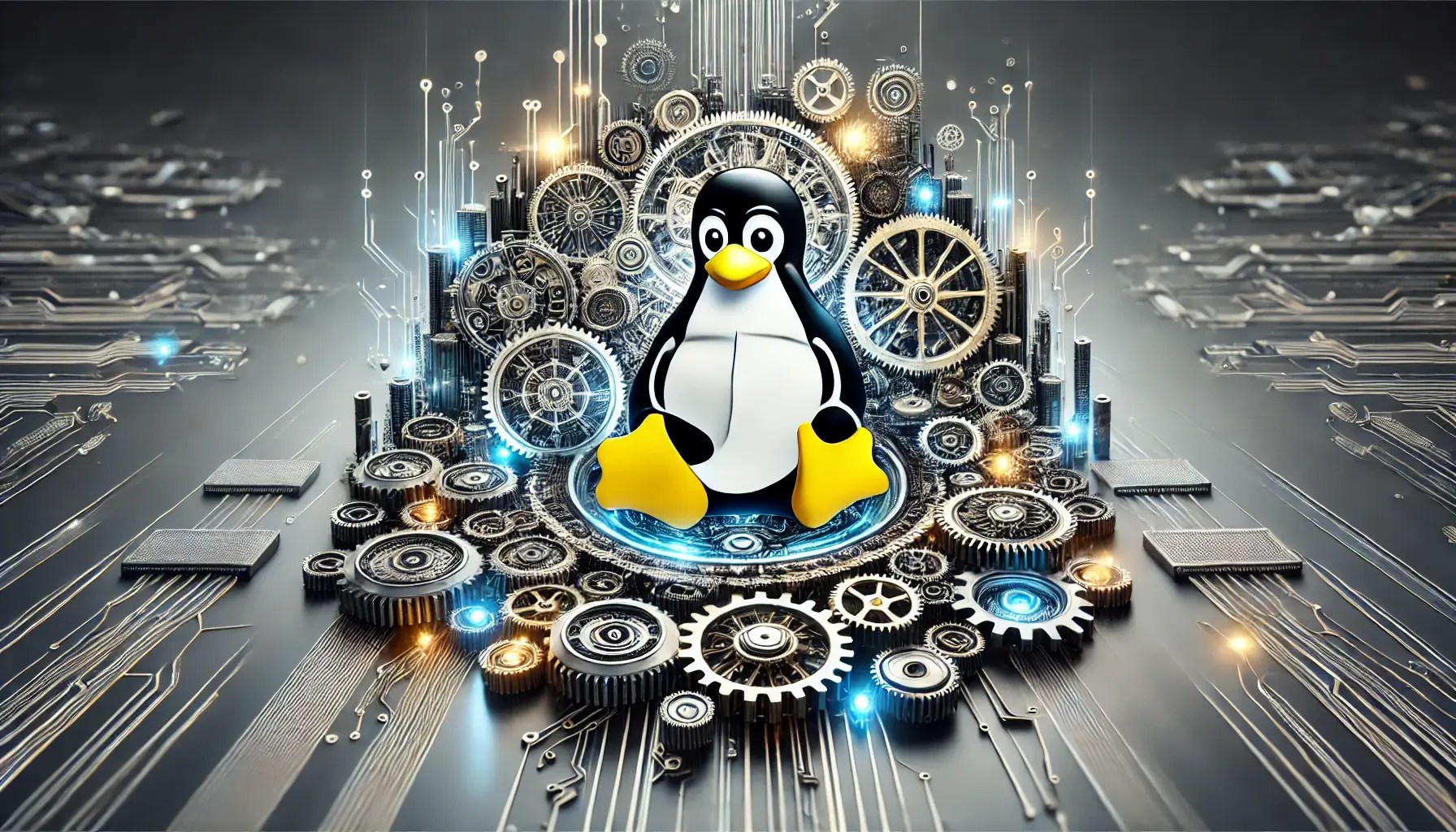 Linux-operating-system-as-a-finely-tuned-machine.-The-design-features-intricate-gears-cogs-and-mechanical-compon