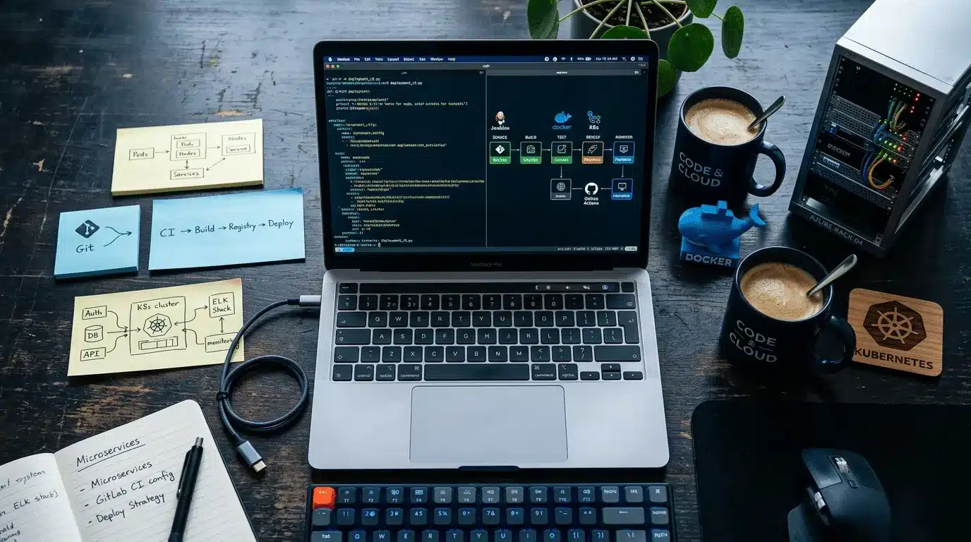 סביבת עבודה של DevOps עם Docker, Kubernetes, Git ותהליכי CI/CD